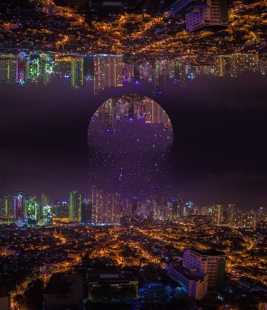 A scenic shot of a Japanese city skyline at night, filled with neon lights, reflecting the ambiance of a j-drama.
