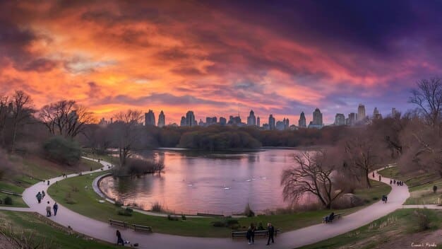 A panoramic shot of a beautiful landscape or cityscape featured prominently in . Highlight the visual appeal and the role of the scenery in setting the mood of the dorama.