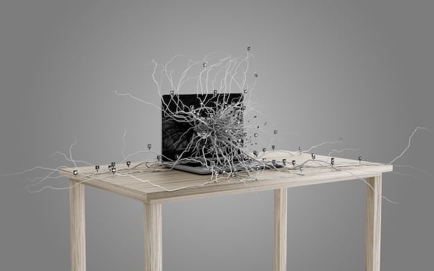 A split image showing two sides. The left side features a chaotic workspace with scattered papers and a stressed individual at a computer. The right side displays a serene, organized workspace with one person calmly working and surrounded by motivational items.