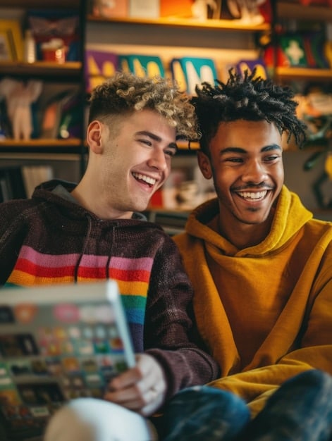 A still from a recent LGBTQIA+ themed dorama, showing two male leads sharing a tender moment in a park, surrounded by cherry blossoms. The scene is soft and romantic, emphasizing the emotional connection between the characters.