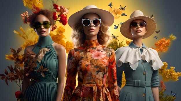 A collage showcasing various fashion styles from different doramas: (a) A girl in a chic, oversized blazer and sneakers, (b) A couple wearing matching pastel-colored outfits, (c) A guy with a modern, Korean-style haircut and trendy glasses, (d) Close-up of a character sporting a bold lip color and dewy makeup.