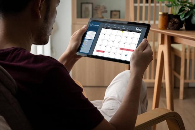 A person cancelling a streaming subscription on a tablet, with a calendar marked to remember subscription renewal dates, emphasizing the importance of managing subscriptions and avoiding unnecessary costs.