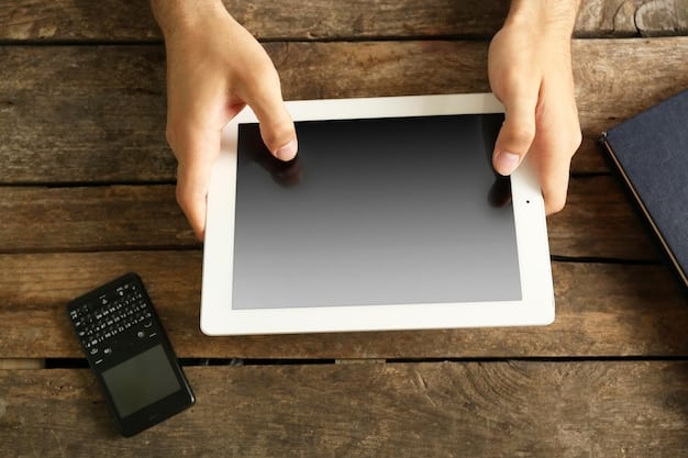 A hand pointing to a tablet screen displaying a list of streaming subscriptions, with checkmarks next to some and red X's next to others. The interface is clean and modern, representing a subscription management app.