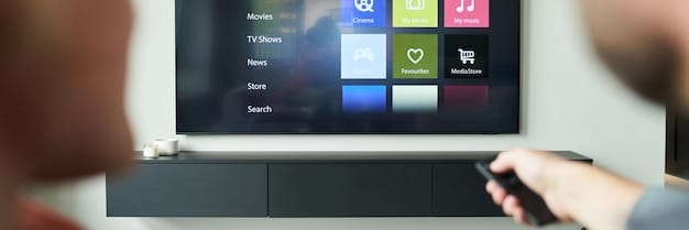 A close-up of a smart TV screen displaying a streaming platform's interface. The user is navigating through a specific genre category, and several lesser-known movie posters are visible. The focus is on the details of the user interface and the variety of available content within the genre.