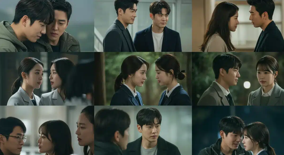 Colagem de cenas emocionantes e românticas dos melhores doramas de romance de 2024, destacando a diversidade de casais e narrativas.