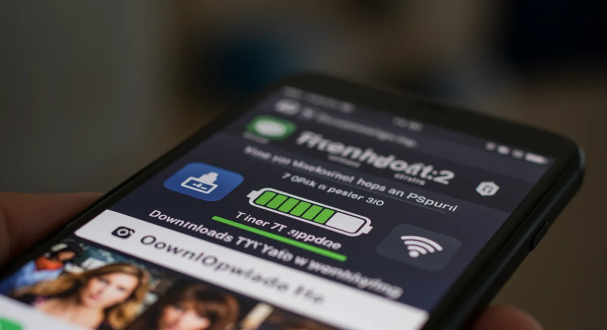 Tela de smartphone mostrando download de série em aplicativo de streaming