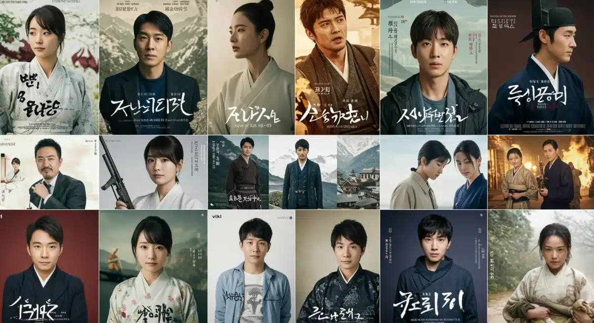 Colagem de pôsteres de diversos doramas que serão lançados no Viki em janeiro de 2025, destacando a variedade de gêneros.