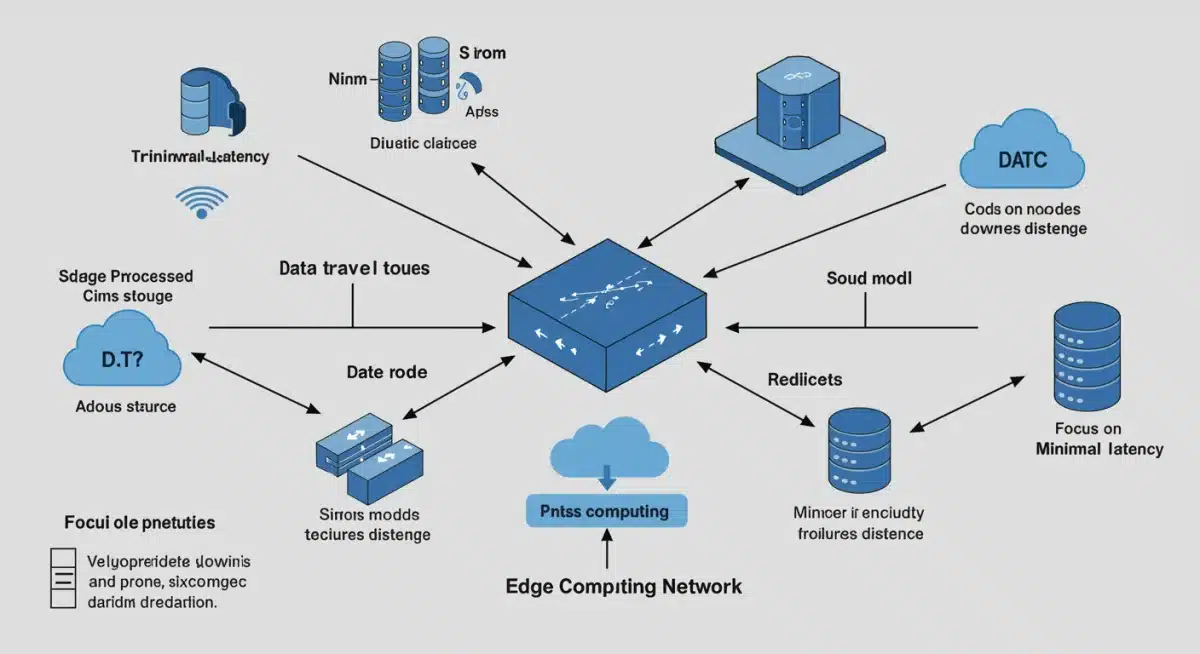Diagrama de arquitectura de red Edge Computing para reducción de latencia en España.