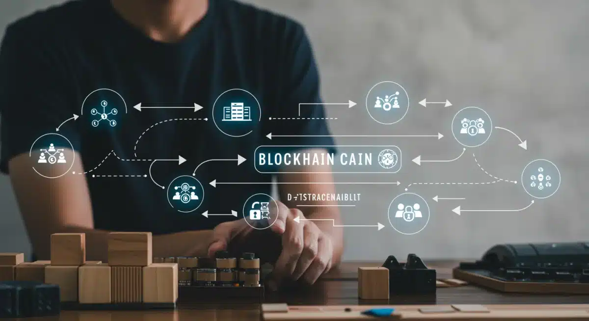 Representación visual de la cadena de suministro en España con trazabilidad blockchain