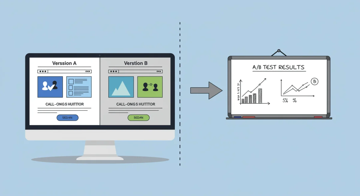 Comparación visual de dos versiones de una página web en un experimento A/B