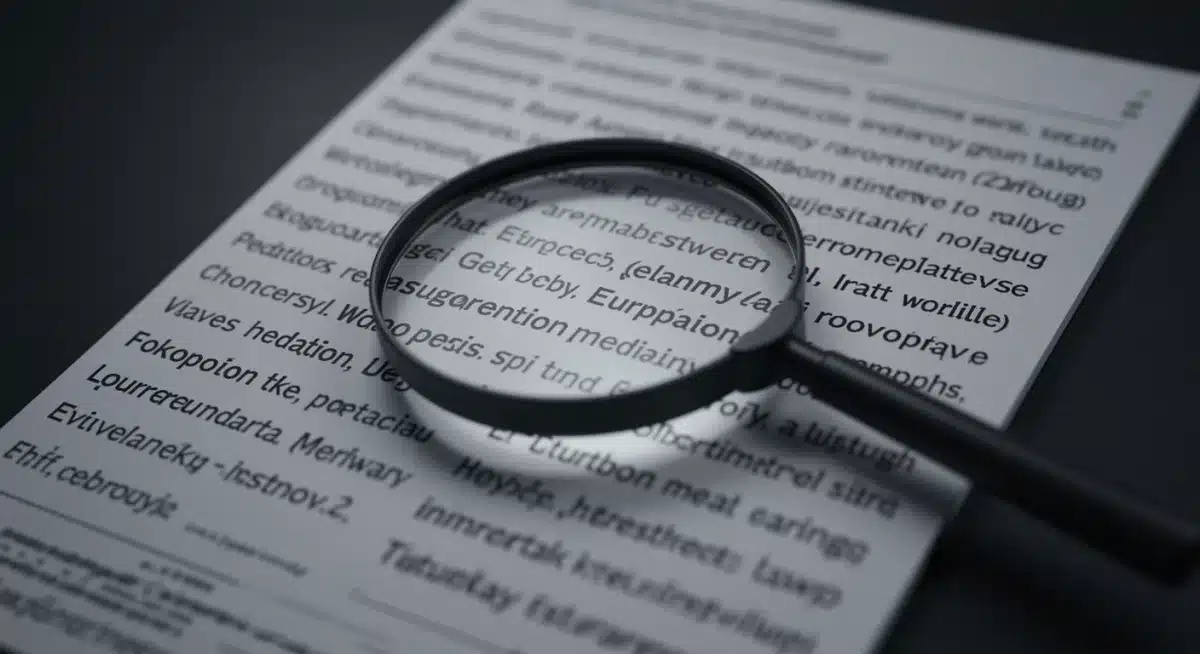 Representación visual de la complejidad de las nuevas regulaciones europeas de medios, con textos legales y una lupa que destaca puntos clave para periodistas.