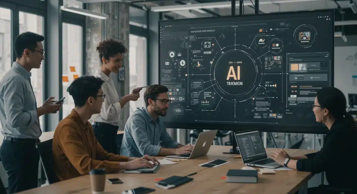 Equipo de marketing digital en España utilizando herramientas de IA generativa para optimizar campañas y estrategias.