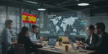 Profesionales de marketing y tecnología colaborando en una estrategia omnicanal en una oficina moderna en España