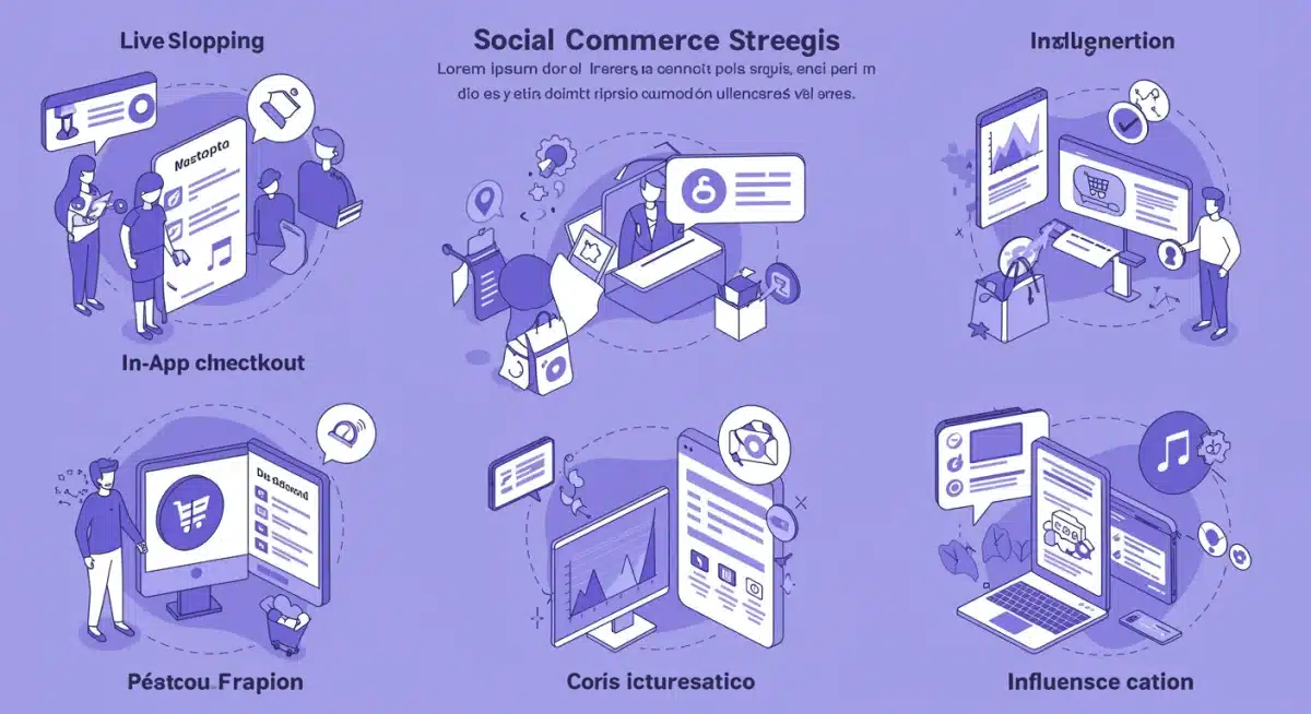 Infografía de estrategias de Social Commerce en España: live shopping, in-app checkout e influencer marketing