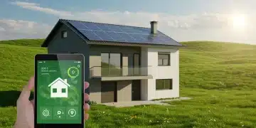 Hogar español moderno con paneles solares y sistema de gestión energética inteligente, símbolo de eficiencia renovable.