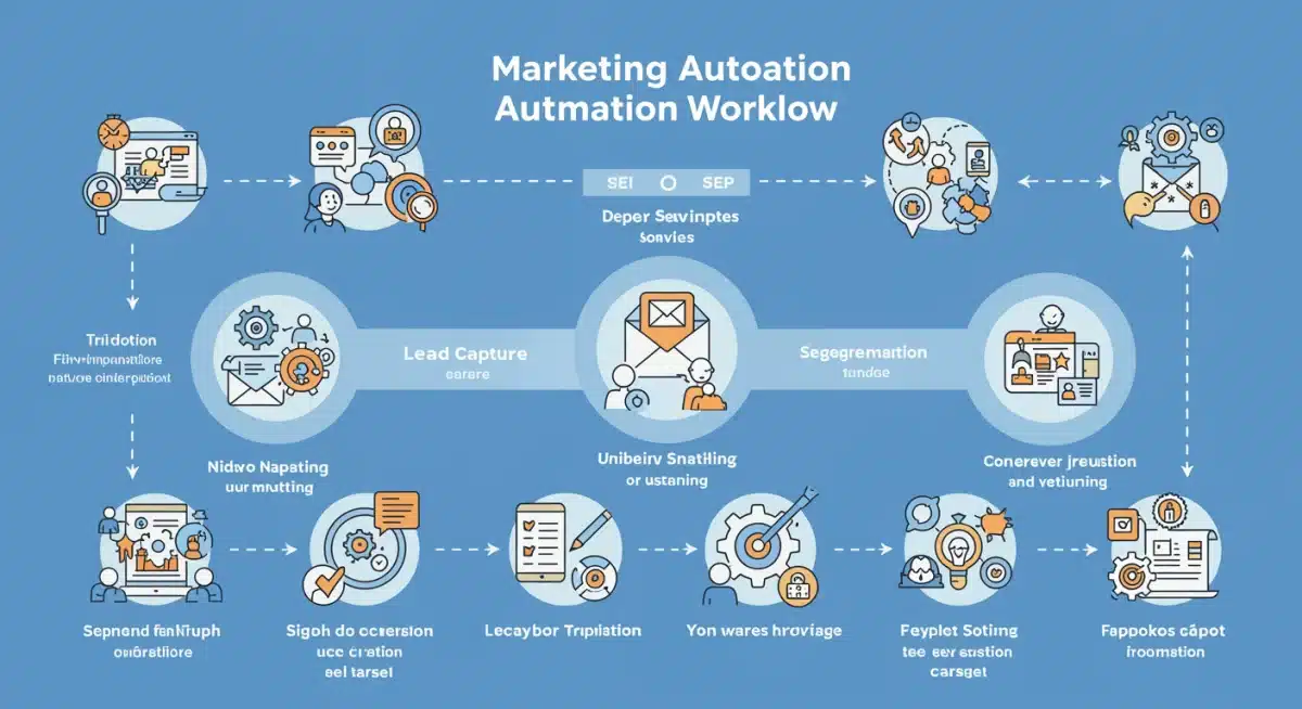 Infografía detallada de un flujo de trabajo de marketing de automatización