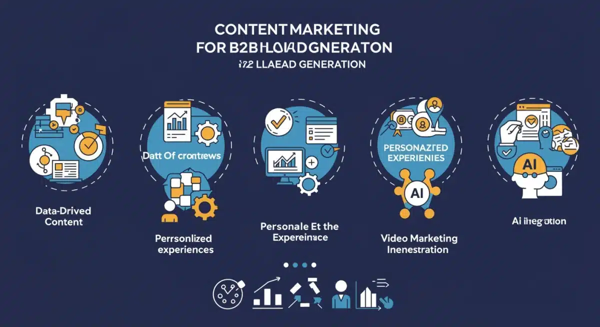 Infografía de 5 tácticas clave de marketing de contenidos B2B para generar leads cualificados en España.