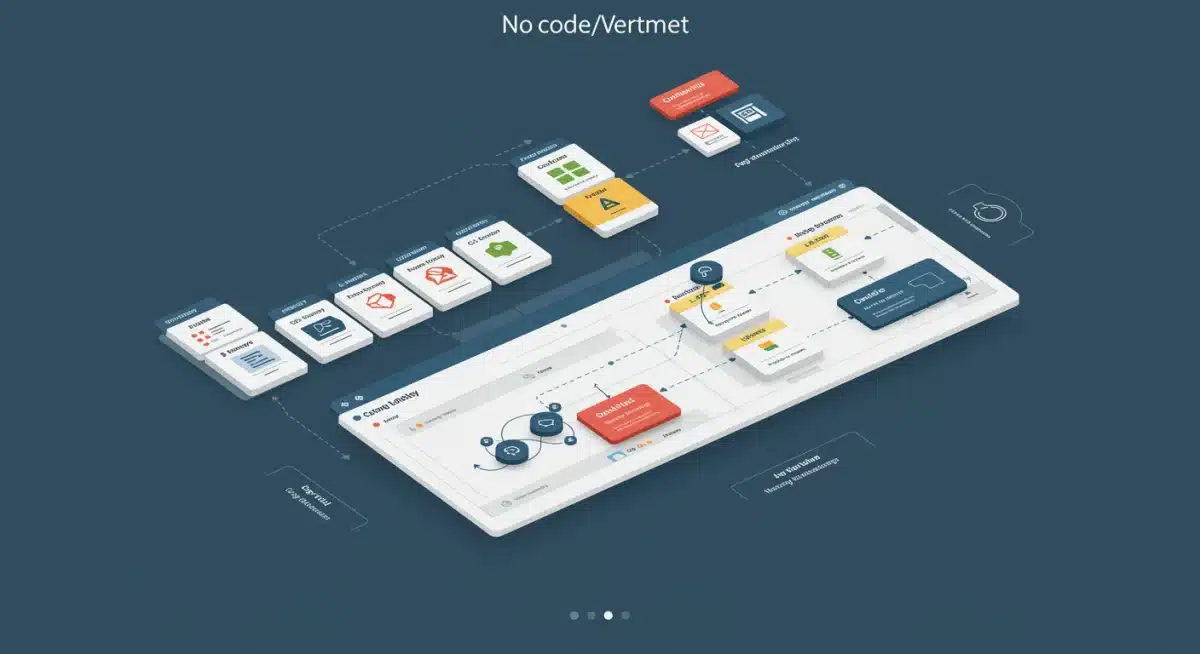 Interfaz visual de desarrollo no-code/low-code simplificando la creación de aplicaciones