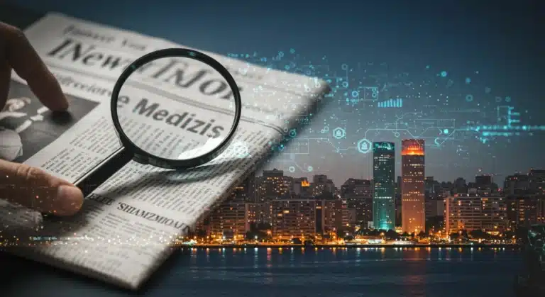 Lupa de detective sobre un periódico, simbolizando el periodismo de investigación y su financiamiento en España.