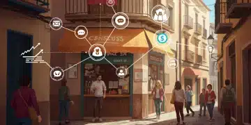 Negocio local prosperando con redes sociales y clientes satisfechos en España