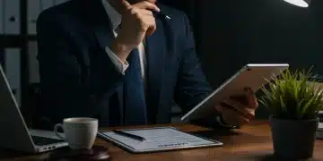 Legislación Laboral 2025: Pequeños Comercios y Plantillas de hasta 10 Empleados Propietario de pequeño comercio en España revisando documentos sobre la nueva legislación laboral de 2025