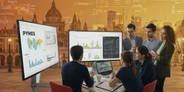 PYMES españolas analizando datos de marketing digital para aumentar ventas locales en 2025