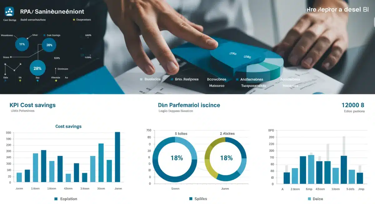 Panel de control mostrando un ahorro del 18% en costes operativos gracias al RPA.