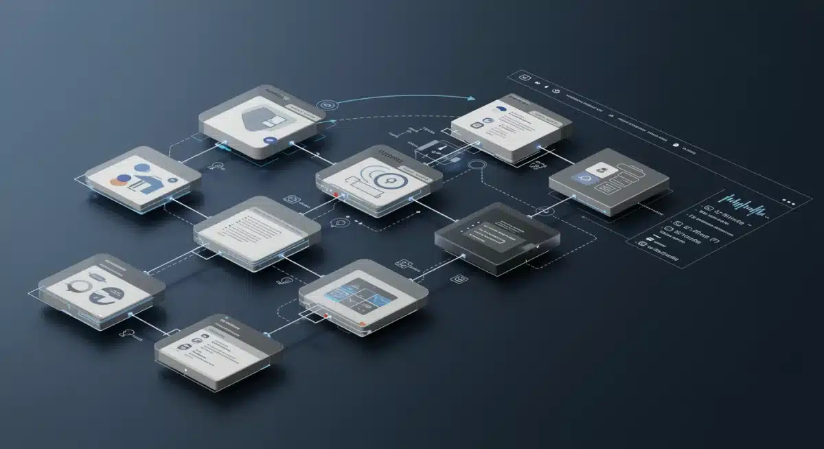Representación visual de la arquitectura de un sitio web, destacando la estructura interna y los enlaces para una auditoría SEO.