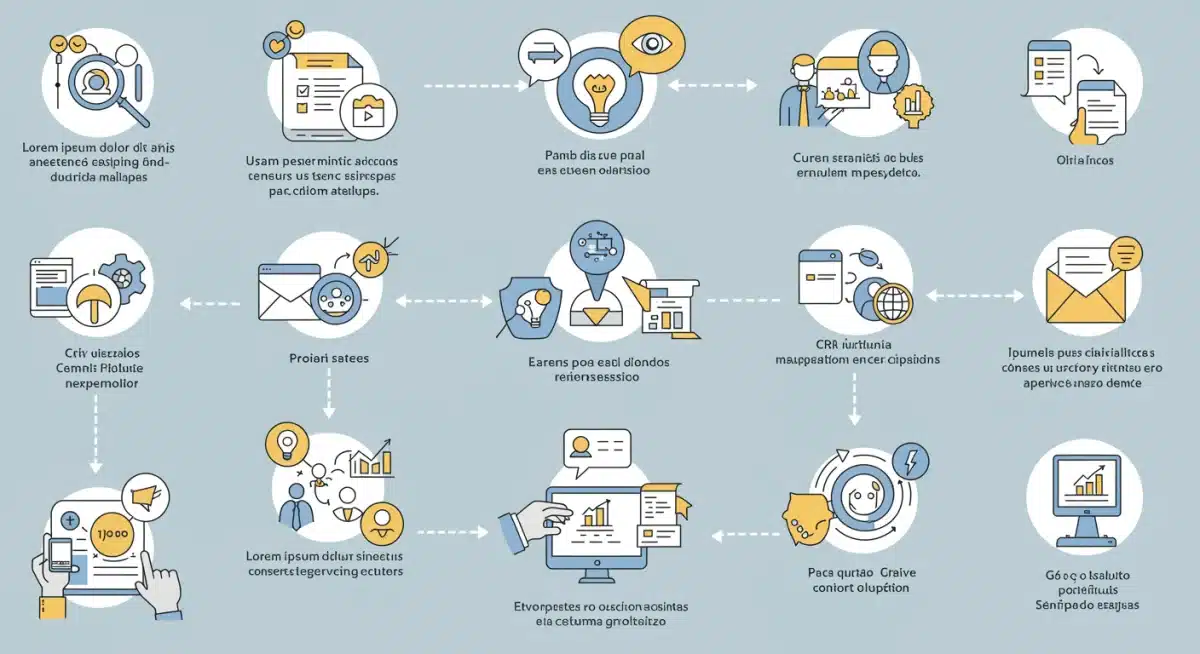 Infografía del viaje del cliente B2B y puntos de automatización de marketing.