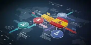 Infografía digital con segmentos de audiencia interconectados y flechas ascendentes que indican un aumento del ROI digital para pymes españolas.