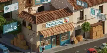 Pequeño comercio español optimizando su cadena de suministro para reducir costes operativos.