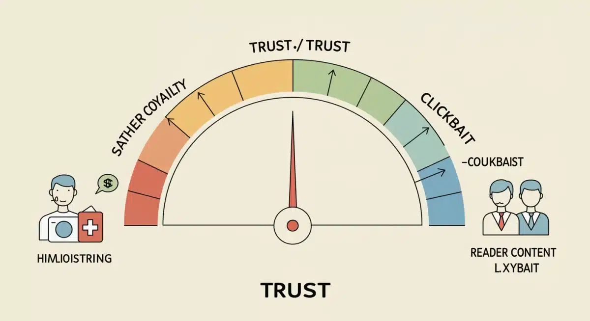 Gráfico de barra visualizando la importancia de la confianza y lealtad del lector sobre el clickbait en el periodismo.