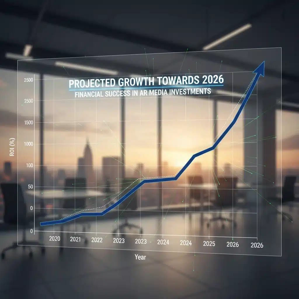 Gráfico que muestra una tendencia ascendente del retorno de inversión (ROI) para la realidad aumentada en el sector mediático hasta 2026.