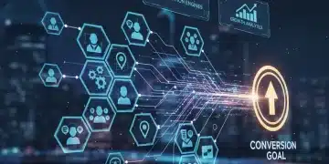 Gráfico de micro-segmentación digital mostrando perfiles de clientes interconectados y rutas de conversión optimizadas.