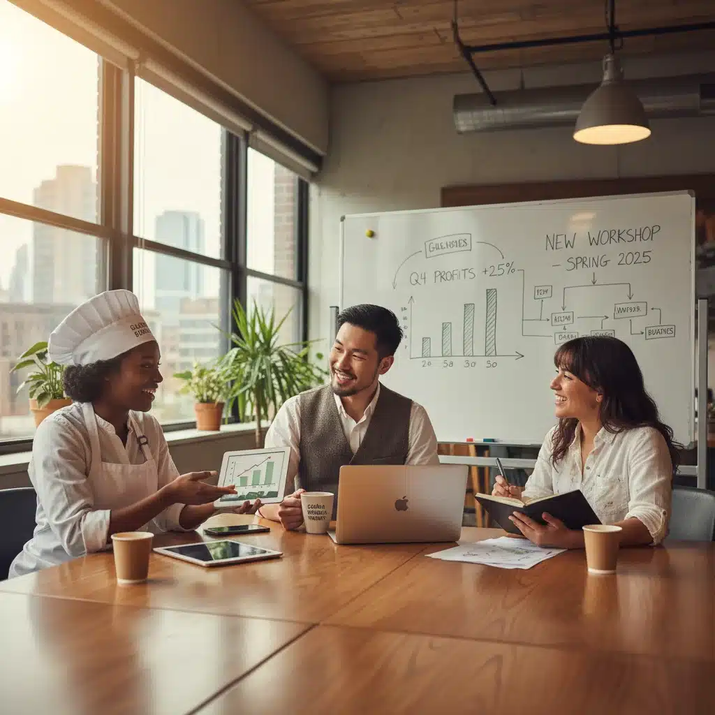 Emprendedores locales colaborando y planificando el crecimiento de sus negocios