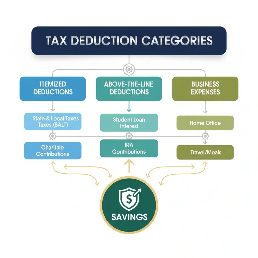 Infografía de categorías de deducciones fiscales para PYMES